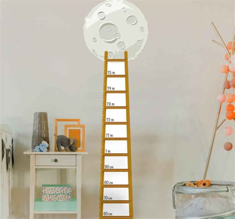 Children's moon stair gauge height chart wall sticker - TenStickers