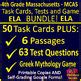 4th Grade MCAS Massachusetts Test Prep Reading Tests, Task Cards & Game ...