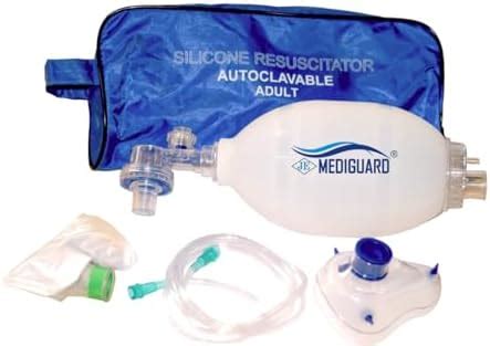 MEDIGUARD SILICONE AMBU BAG RESUSCITATOR FOR ADULTS 1600ml Self ...