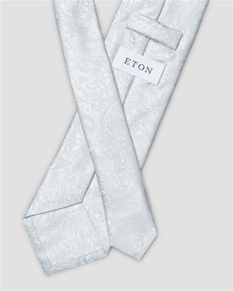 Light Blue Paisley Silk Wedding Tie - Eton