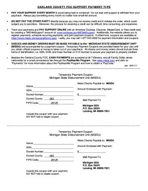 Fillable Online OAKLAND COUNTY FOC SUPPORT PAYMENT TIPS Fax Email Print ...