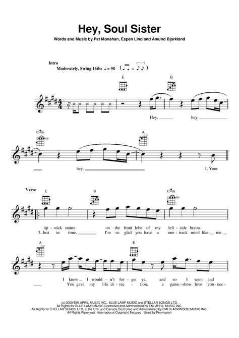 Hey Soul Sister Ukulele Sheet at Randy Stambaugh blog