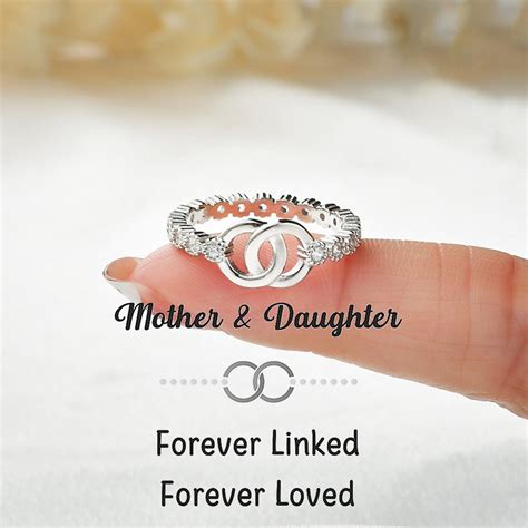 Mother & Daughter Forever Linked Pave Interlocking Ring - Sterling ...