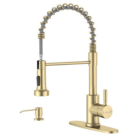 APPASO Gold Kitchen Faucet, Brushed Gold Kitchen Faucet with Pull Down ...