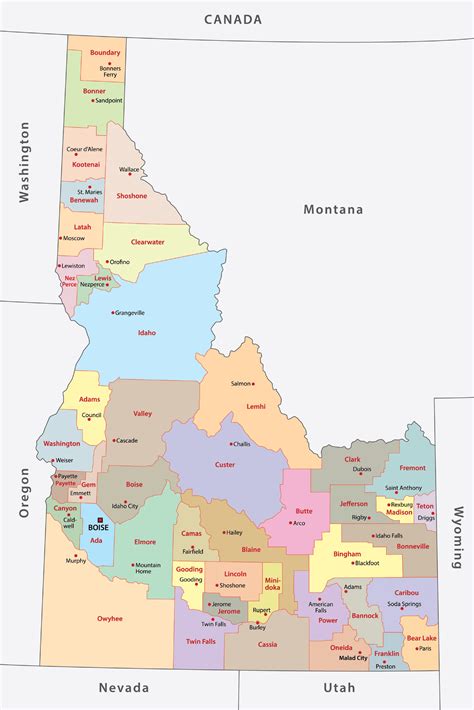 Idaho Counties Map | Mappr