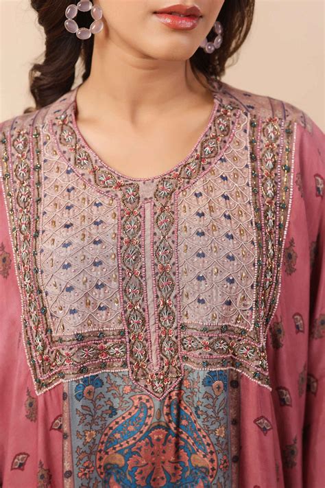 Buy Noori Zara Berry Blush Rust Kaftan Inner & Pant Set – Chic Modest ...