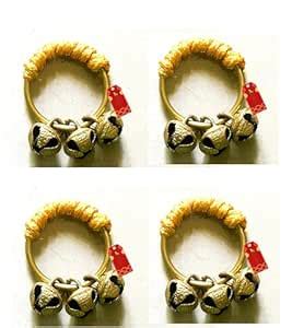 UAPAN Brass Ghungroo Kadi Fingers for Puja Aarti Hand Finger Clapping ...