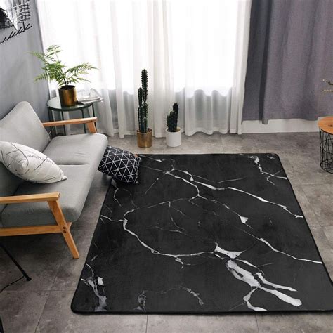 3x5ft Black Marble Printed Quality Area Rugs,Living Room Floor Mats ...