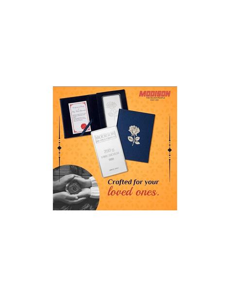 Modison Silver Bar of 250 Grams in 24Kt 999 Purity Fineness in Flap Pa