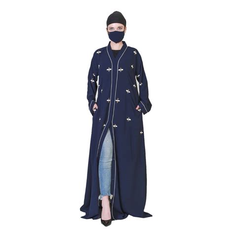 Front Open Abaya Like Dress With Handwork On Bodice And Sleeves. – My Store