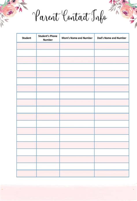 Image result for Phone List Printable