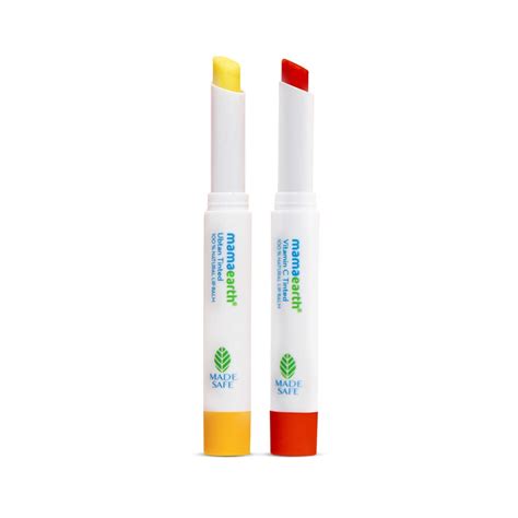 Buy Mamaearth Ubtan & Vitamin C 100% Natural Tinted Lip Balm Combo with ...