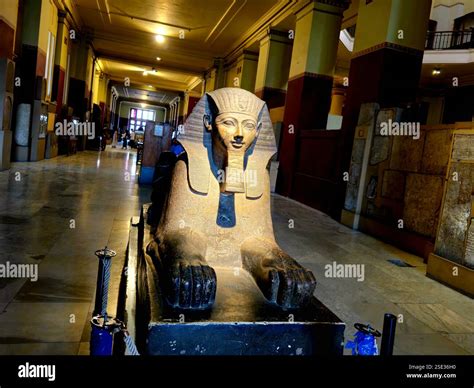 Cairo, Egypt, February 1 2025: The Sphinx statue inside the Egyptian or ...