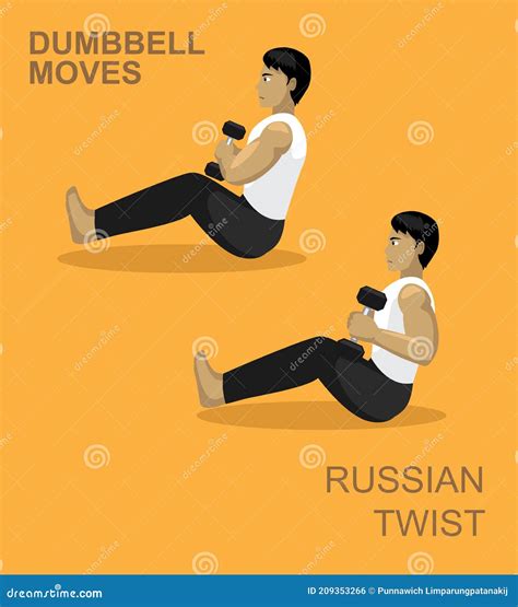 Russian Twist Dumbbell Moves Manga Gym Set Illustration | CartoonDealer ...