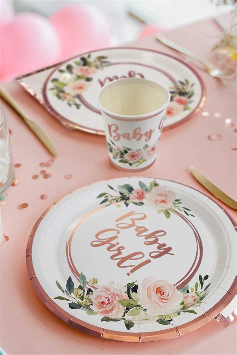 Baby Shower Tableware Plates and Napkins, Baby Girl Decorations | 25 ...