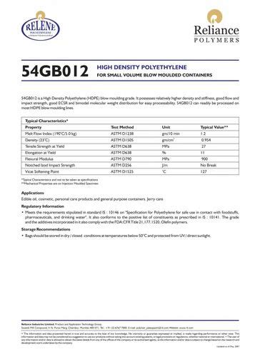 HDPE Blow Moulding - B53A003U High Density Polyethylene for Blow ...