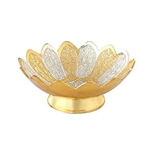Buy Narang Metal Gold & Silver Plated Brass Lotus Flower Shaped Bowl 5 ...