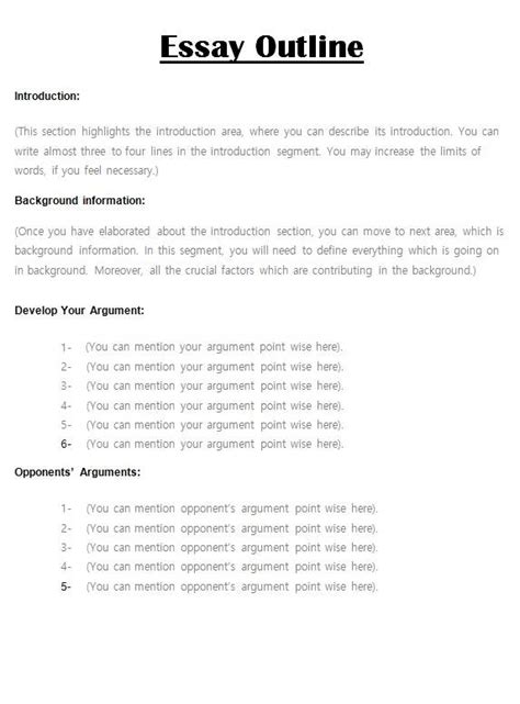 Image result for Simple Essay Outline Sample