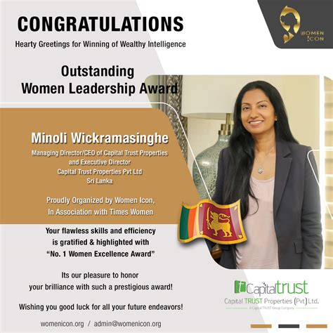 Minoli Wickramasinghe has bagged Outstanding Women Leadership Award