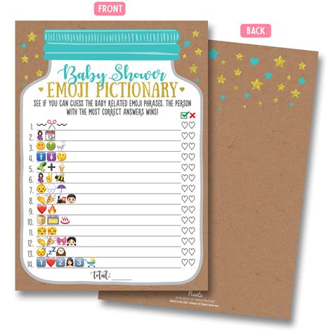 Buy Neatz Baby Shower Emoji Pictionary Game, 25 Cards - Gender Neutral ...