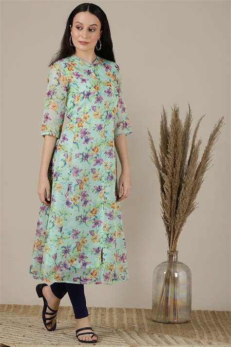 Buy Green Floral Printed A-line Kota Kurta Online for Woman | Shop for ...