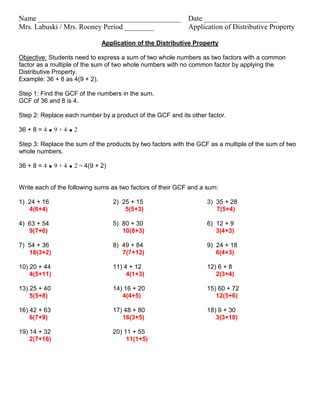 Image result for Distributive Property Using GCF