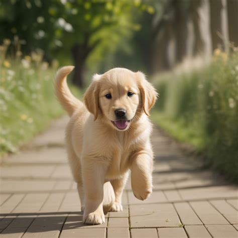 Adorable Golden Retriever Puppy Enjoying a Bowl of Dog Food at Home