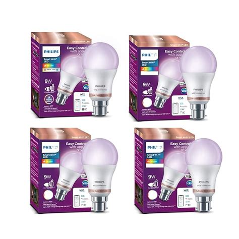 Philips Wiz Wi-Fi Enabled B22 9-Watt LED Smart Bulb, Compatible with ...