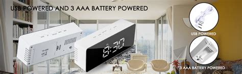 Buy KACOOL Digital LED Plastic Mirror Travel Alarm Clock for Heavy ...