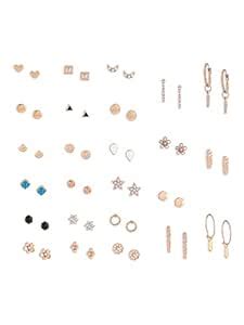 Zaveri Pearls Set Of 25 Gold Tone Smart Casual Wear Studs & Hoop ...