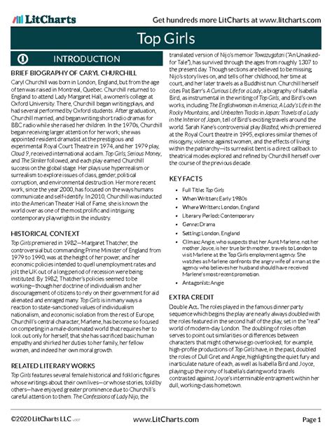 Top-Girls-Lit Chart - good - Top Girls BRIEF BIOGRAPHY OF CARYL ...