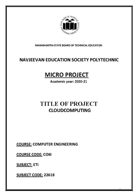 ETI Project - MAHARASHTRA STATE BOARD OF TECHNICAL EDUCATION NAVJEEVAN ...