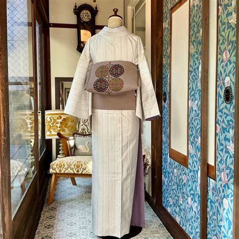 long＊Whispering Stripes＊未使用品 ストライプ 縞 紬着物 B261 | kimono tento