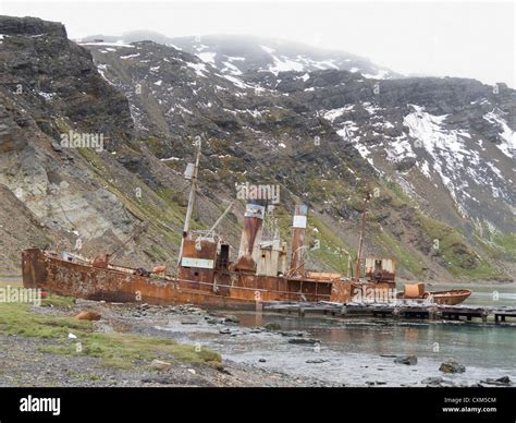Derelict whaling ship at Grytviken, South Georgia Island Stock Photo ...