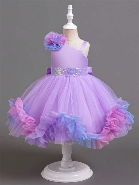 SHEIN Glamorique Kids Kleine Mädchen Einfarbiges Partykleid mit ...