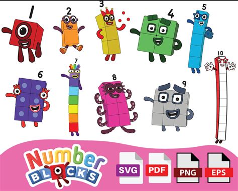 Number Blocks SVG Pack 1-10 Numberblocks SVG Png Pdf Eps Number Blocks ...