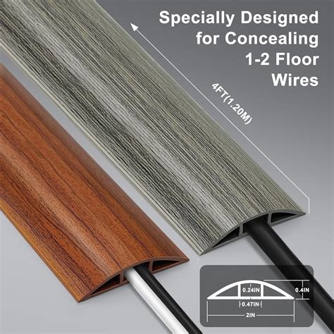 Floor Cord Cover 4FT, Wood Grey Cord Hider Floor, Soft PVC Cord ...