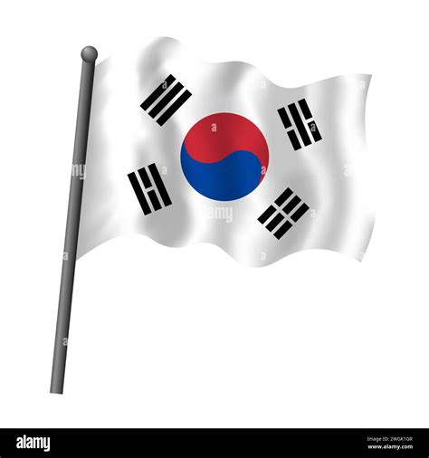 Flag of Korean Republic, South Korea. Isolated waving Korean flag with emblem. Vector object ...
