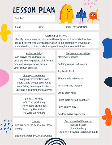 Transportation Lesson Plan 的图像结果