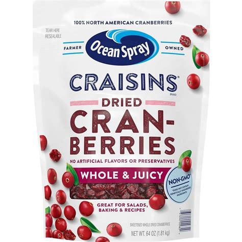 Ocean Spray Craisins Whole Dried Cranberries 64 Ounce, Model: 1143330 ...