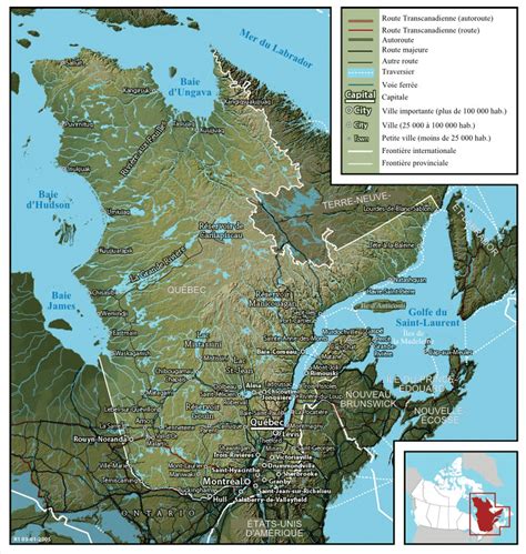 Image result for Quebec Physical Map