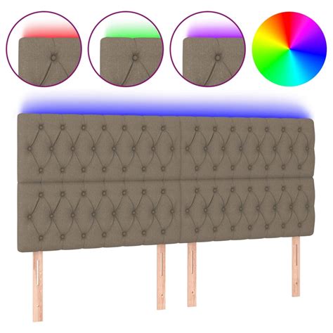 Cabecero cama mueble de dormitorio con luces LED tela 180 x 7 x 118/12 ...