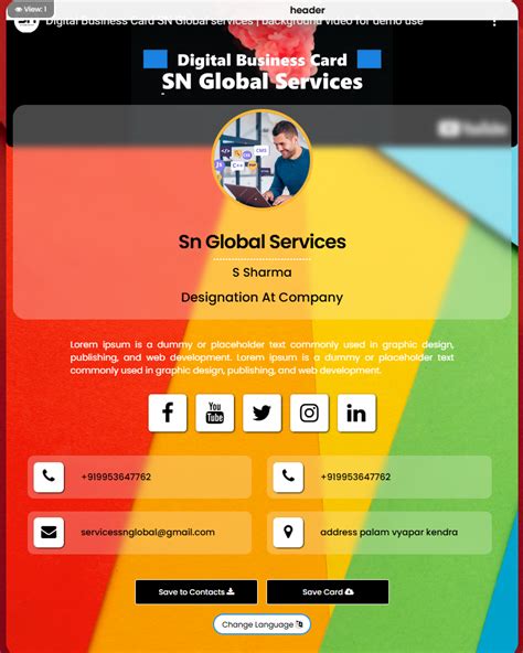 Free Digital Visiting Card | Mini Website | Digital Visiting Card With ...