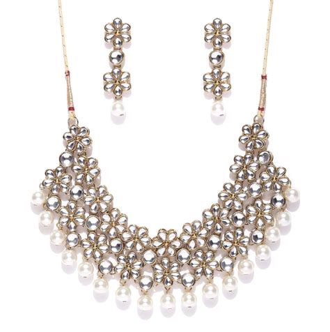 Zaveri Pearls Jewellery Set for Women (White)(ZPFK4300) : Zaveri pearls ...