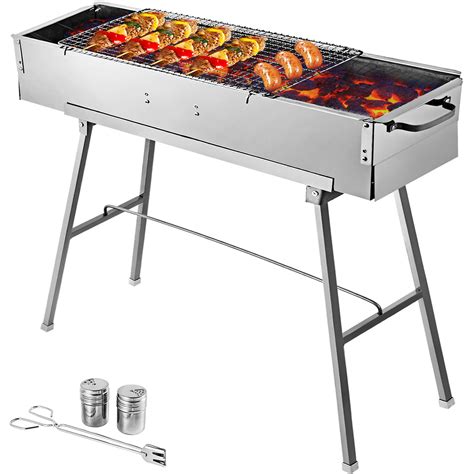 VEVOR Folded Portable Charcoal BBQ Grill,34x8 inches Outdoor Barbecue ...
