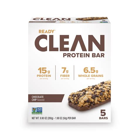 Ready Clean Protein Bar, Chocolate Chip, 5 Count Bars - Walmart.com