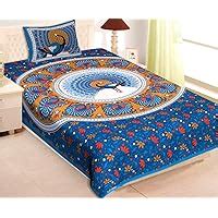 RajasthaniKart Pure Cotton 144 TC Single Size Bed Sheet with 1 Pillow ...