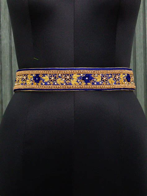 Hip belt blue with aari work ring knot & stone work – Prashanti Sarees