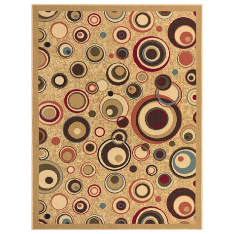 Ottomanson Living 5 X 7 (ft) Beige Indoor Geometric Machine Washable ...