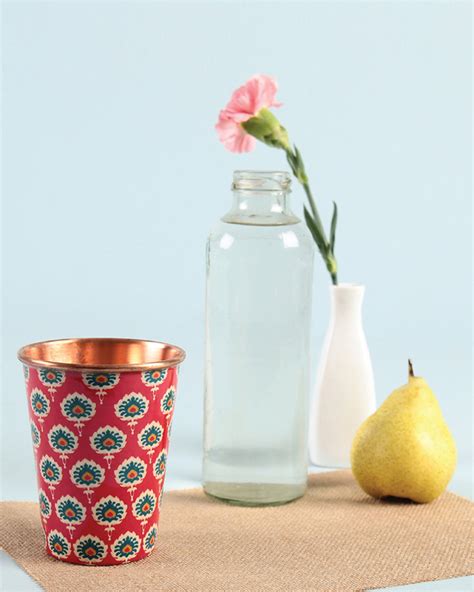 Indian Floral Copper Tumbler - Large
